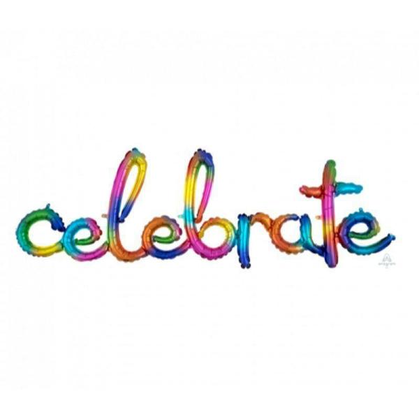 Air-Filled Banners | Rainbow Splash Celebrate Phrase Foil Balloon – 149Cm X 50Cm